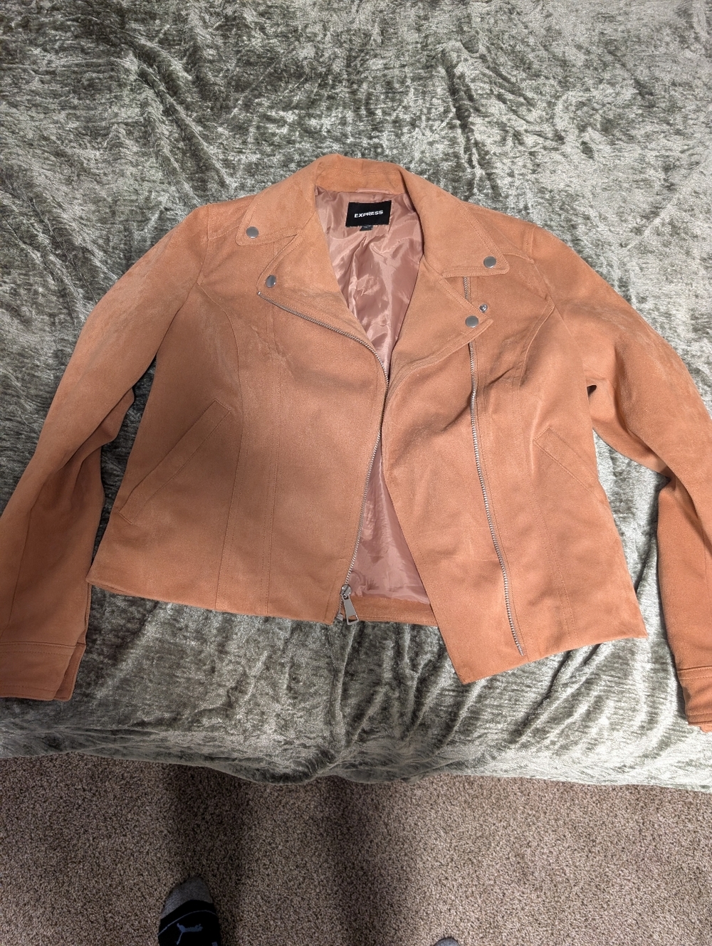 Express Women's Suede Moto Jacket in Camel